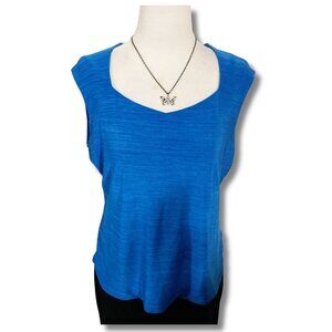 LAURA PETITES dark ocean blue sweetheart neckline tank top ~ MEDIUM LARGE shirt